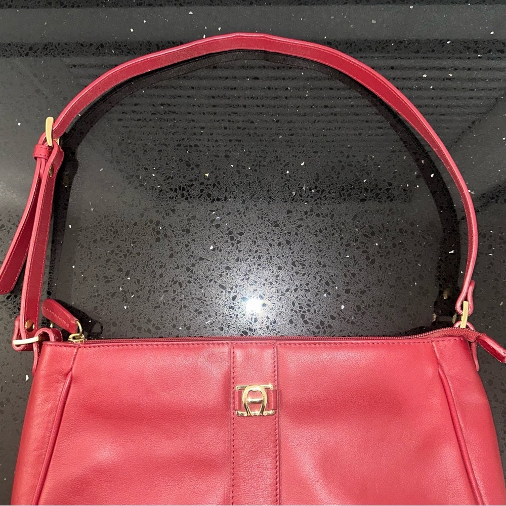 Etienne Aigner Red Leather Baguette Bag Vintage 90s Y2K - Picture 12 of 16
